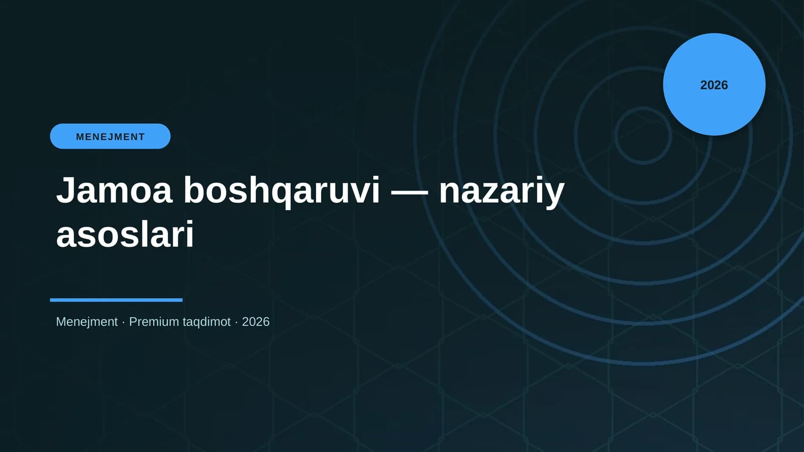 Jamoa boshqaruvi — nazariy asoslari