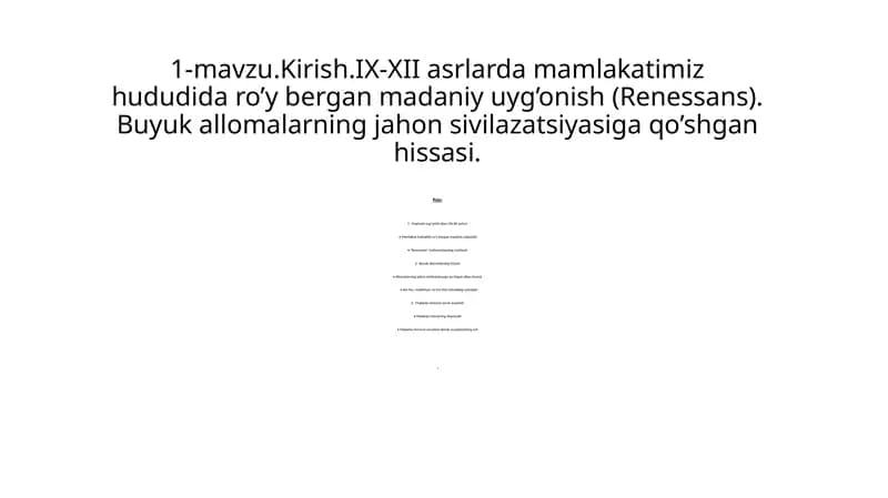 mustaqil ish renessans haqida