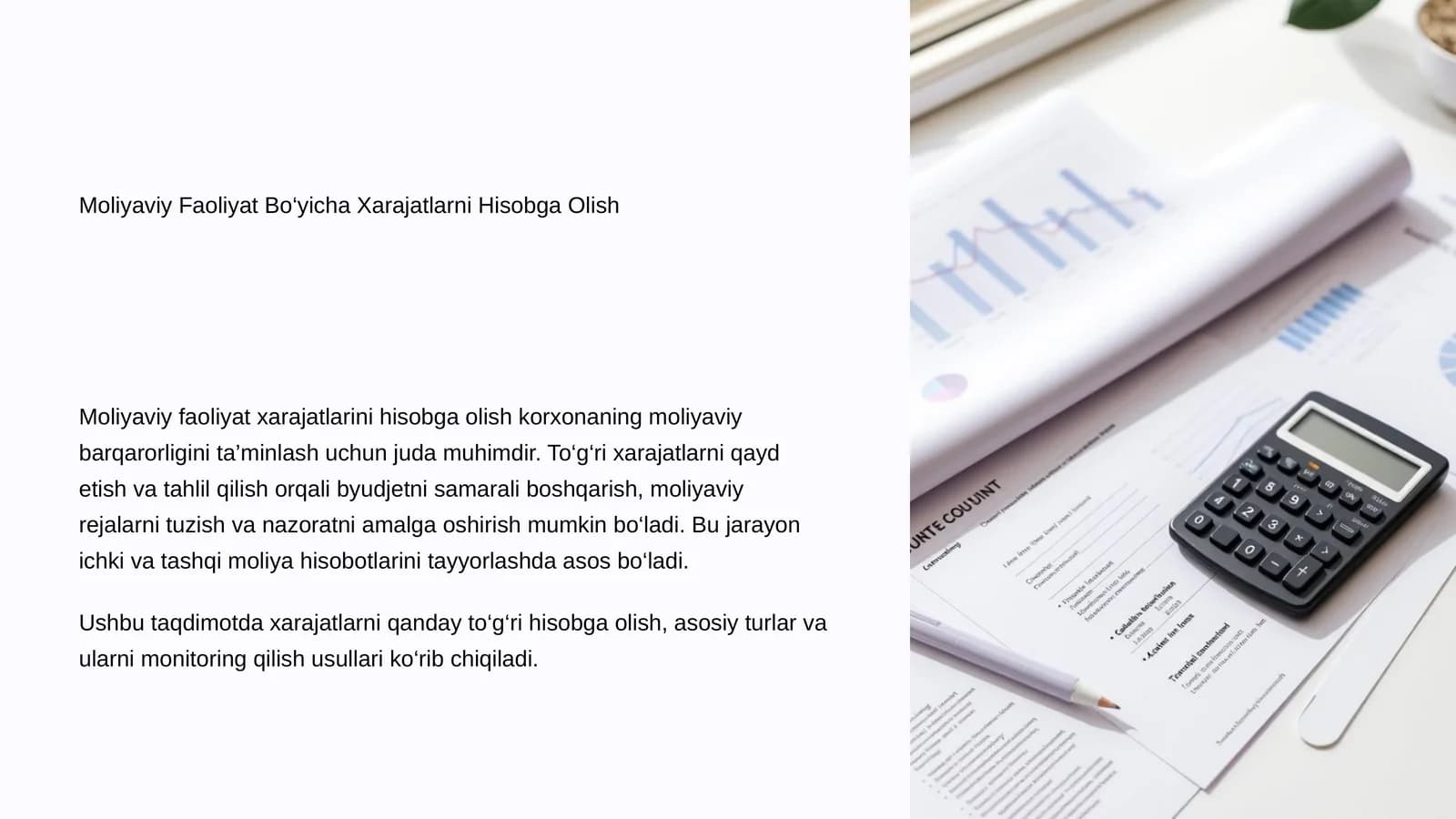 Moliyaviy Faoliyat Bo‘yicha Xarajatlarni Hisobga Olish