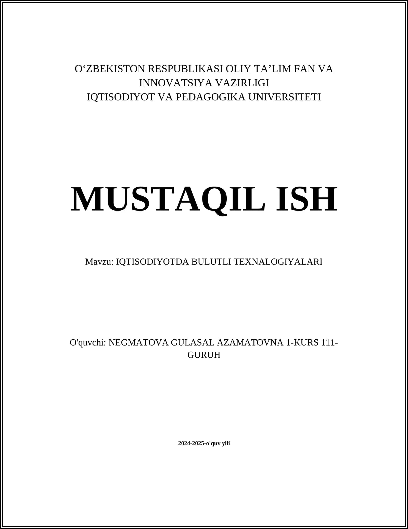 Bulutli hisoblash asoslari