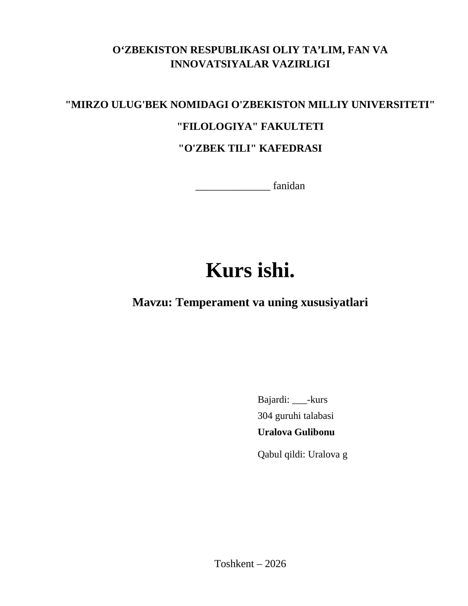 Temperament va uning xususiyatlari