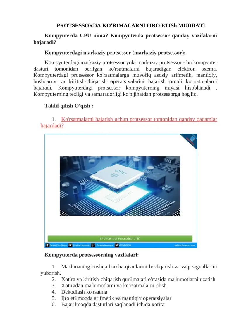 Kompyuterdagi markaziy protsessor