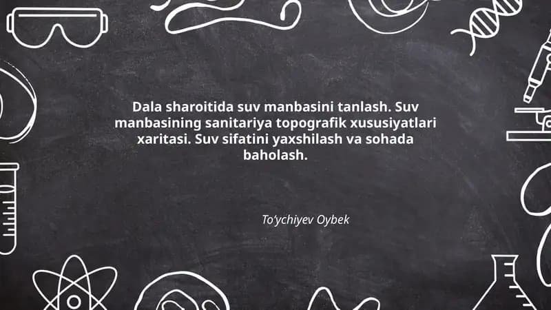 Dala sharoitida suv manbasini tanlash