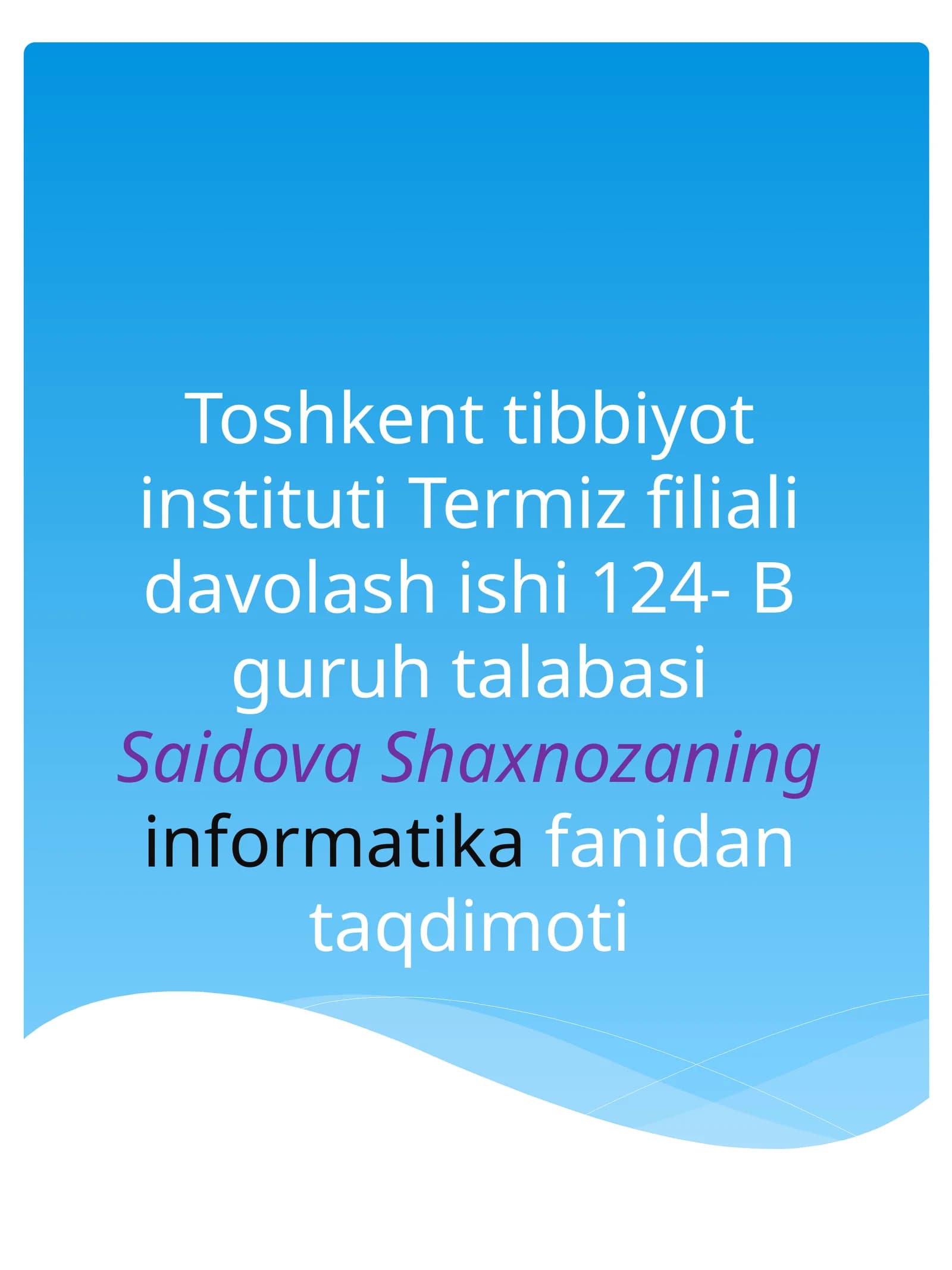 Informatikadan taqdimot