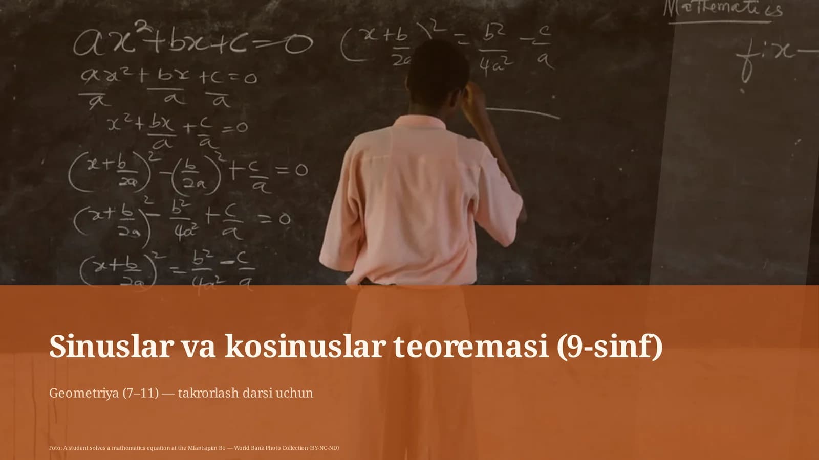 Sinuslar va kosinuslar teoremasi (9-sinf)