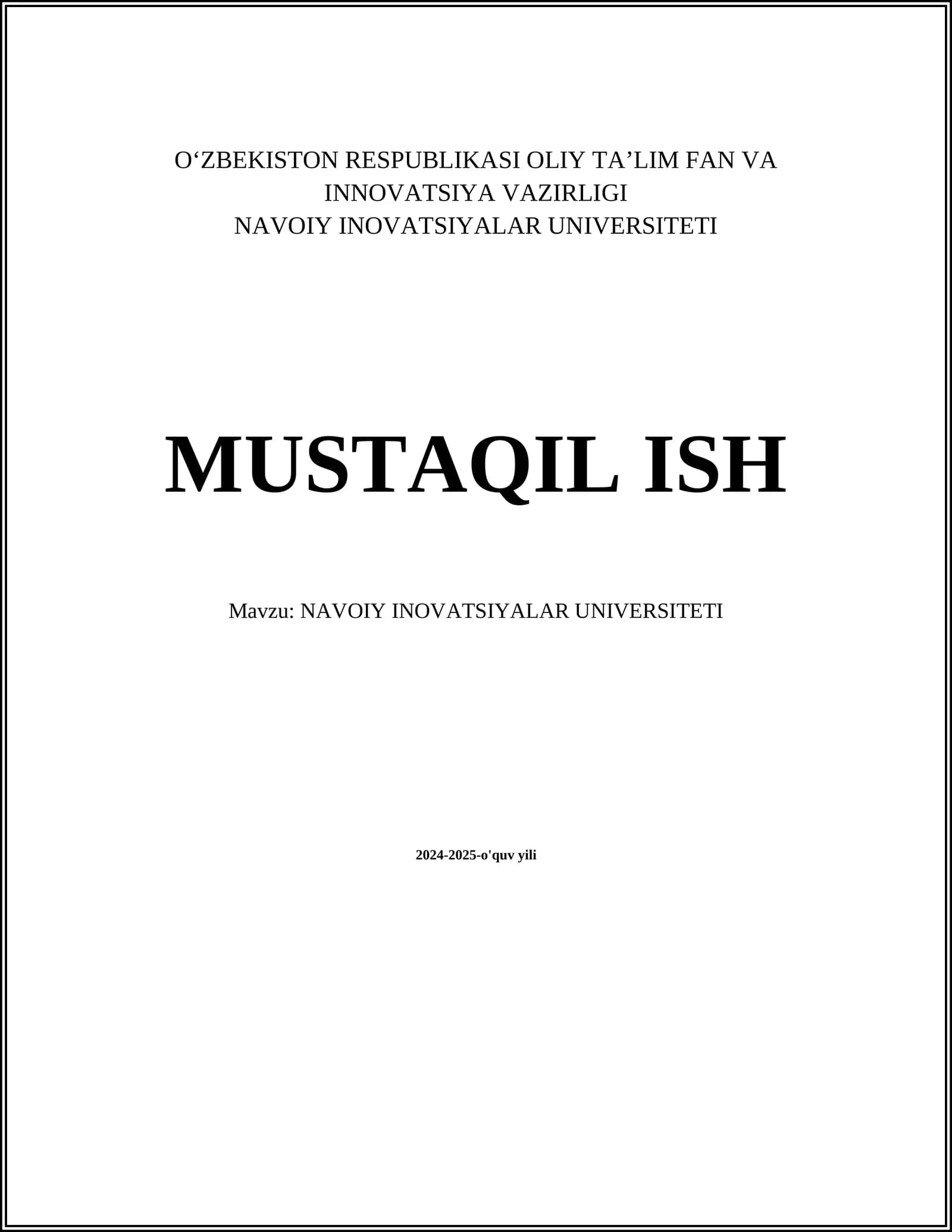 Navoiy Innovatsiyalar Universiteti