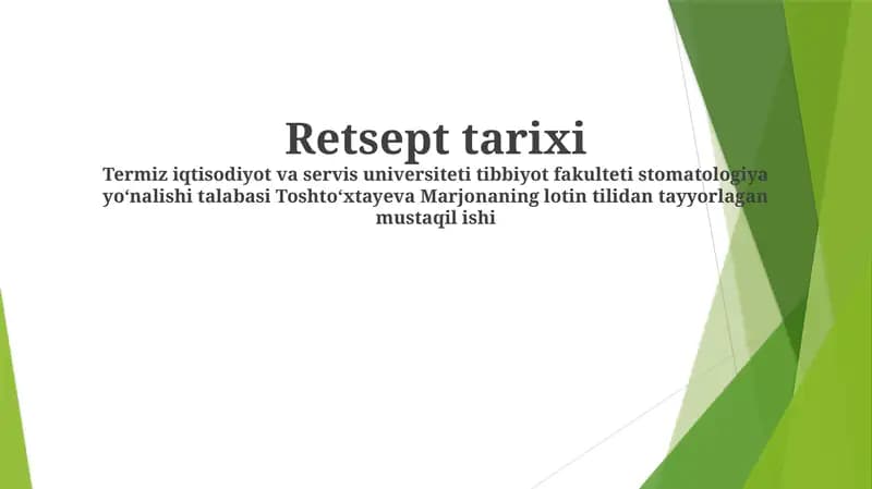 Retseptlar tarixi
