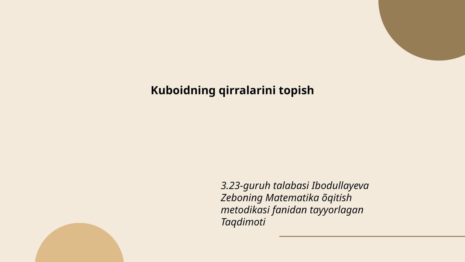 Kuboidning qirralarini topish