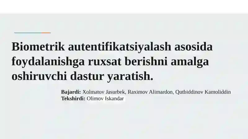 Biometrik autentifikatsiyalash