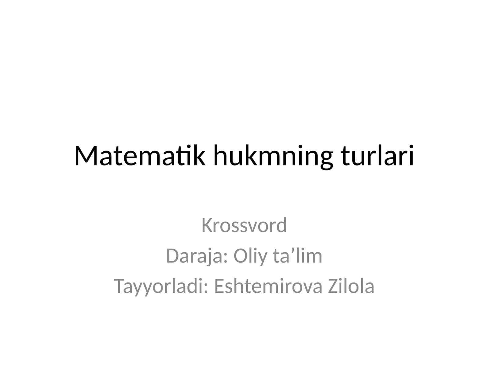 Matematik hukmning turlari