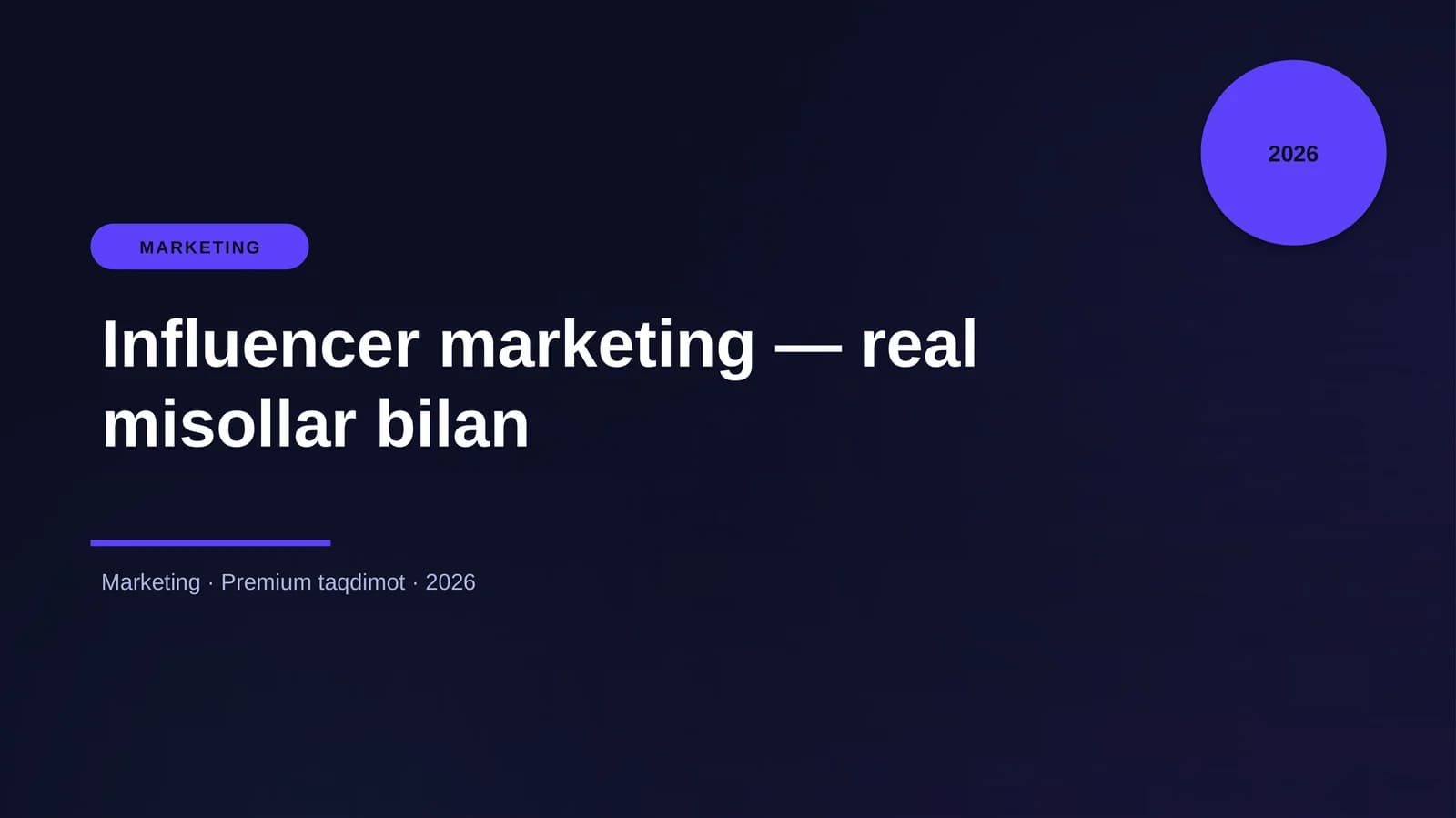 Influencer marketing — real misollar bilan