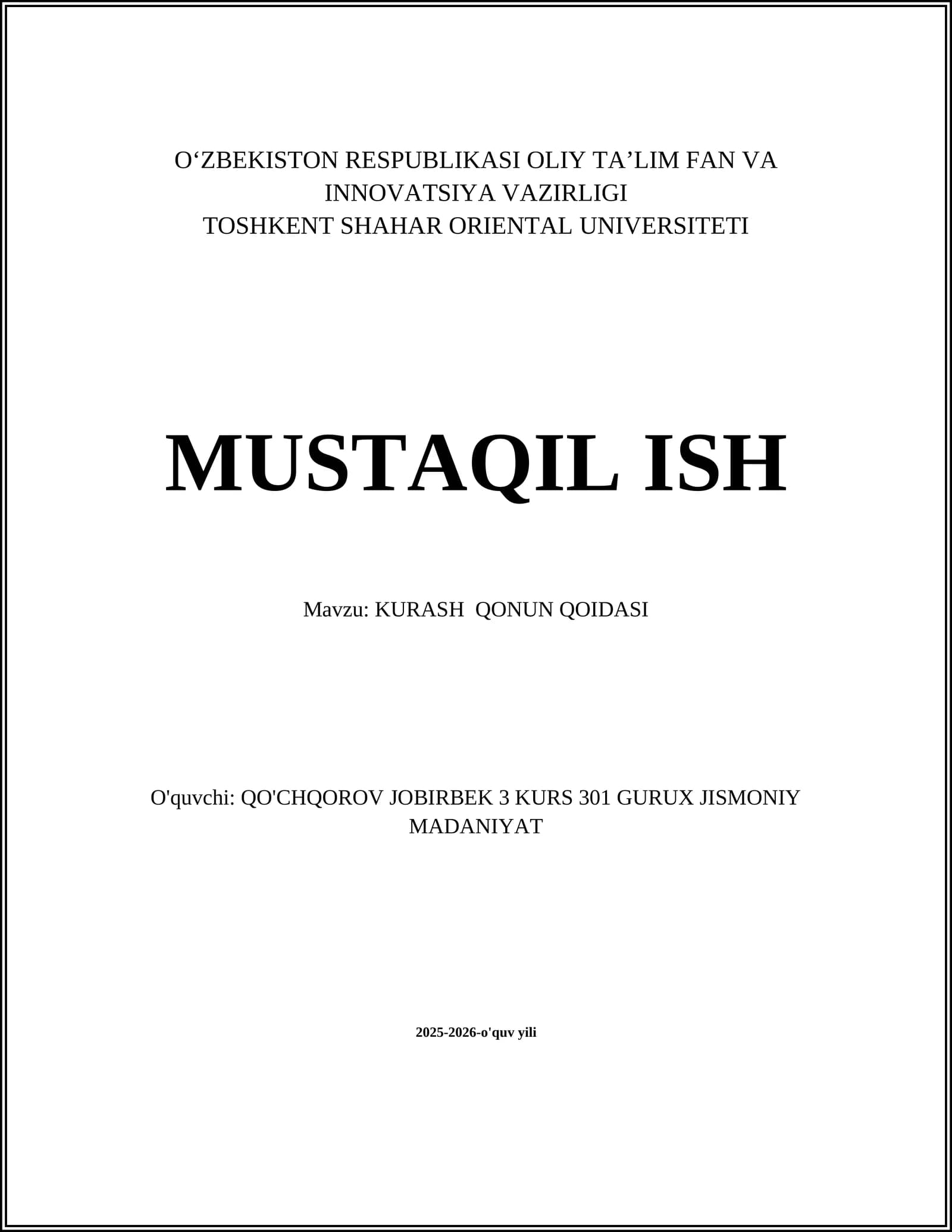 KURASH QONUN QOIDASI