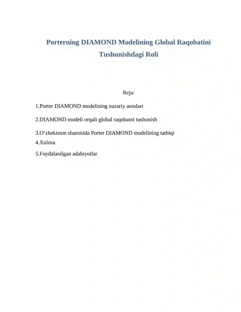 Porterning DIAMOND Modeli