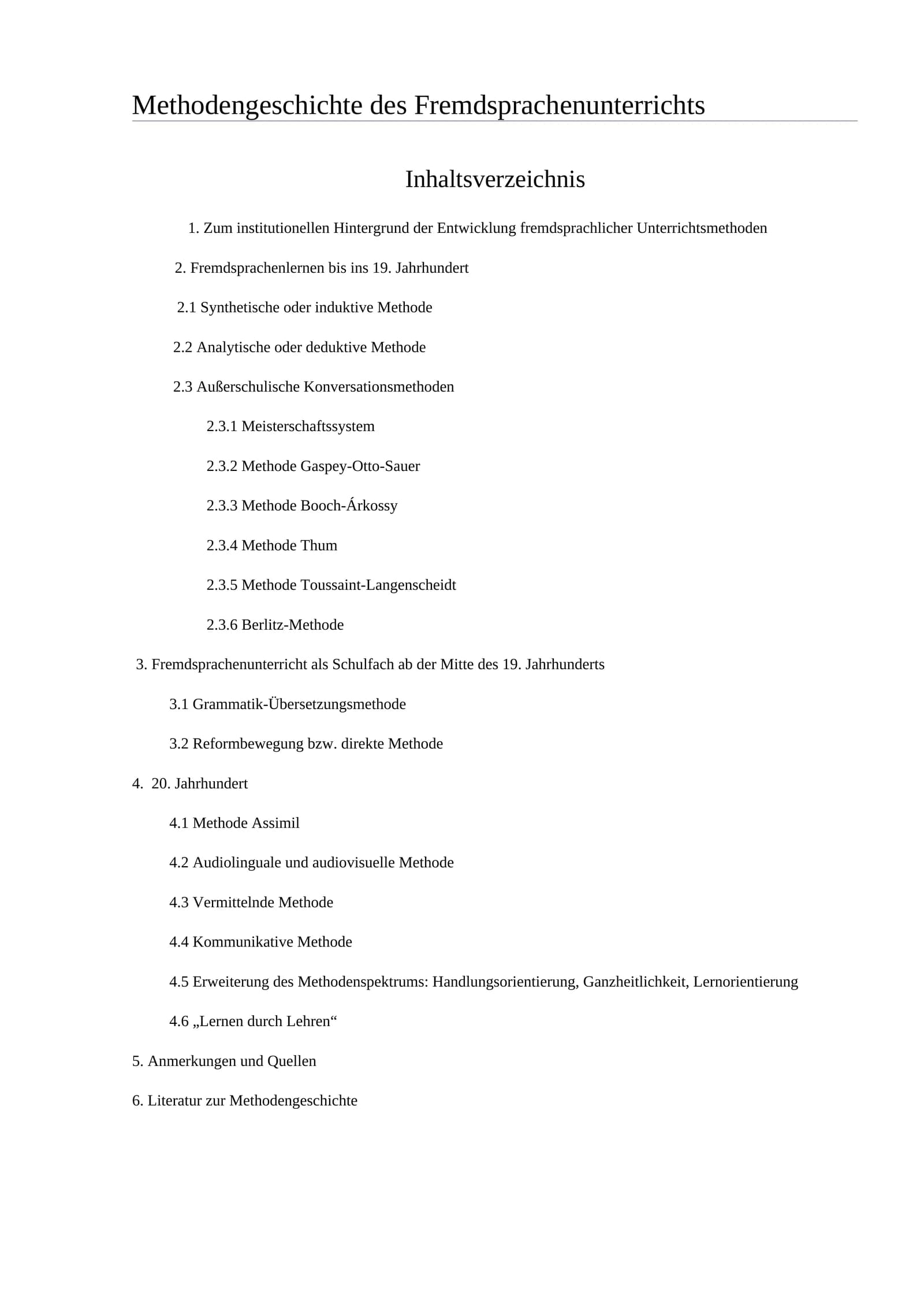 Methodengeschichte des Fremdsprachenunterrichts