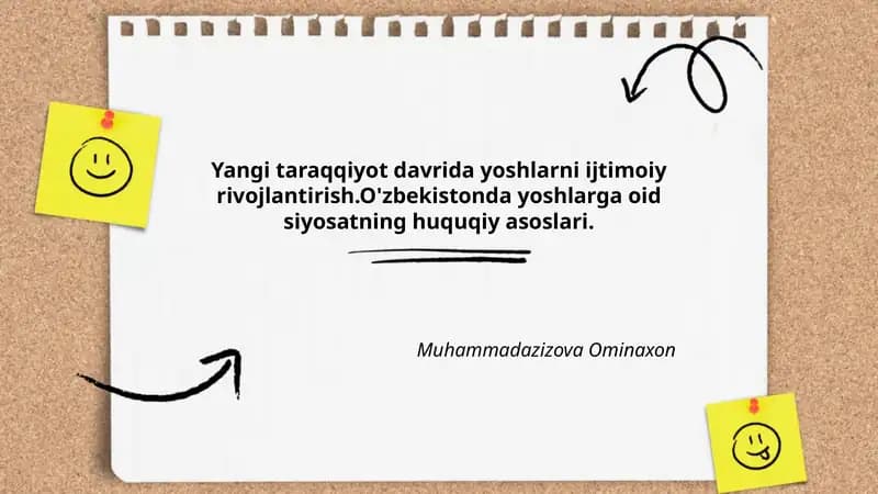 O'zbekistonda yoshlarga oid siyosatning huquqiy asoslari