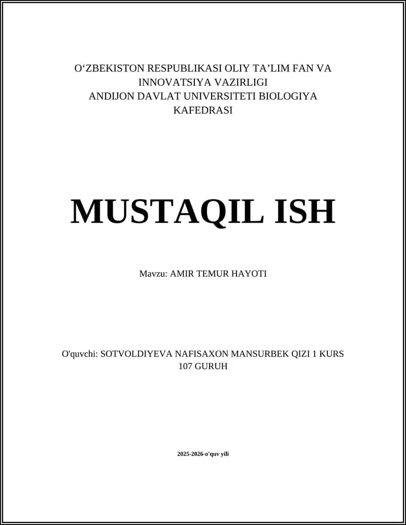 AMIR TEMUR HAYOTI