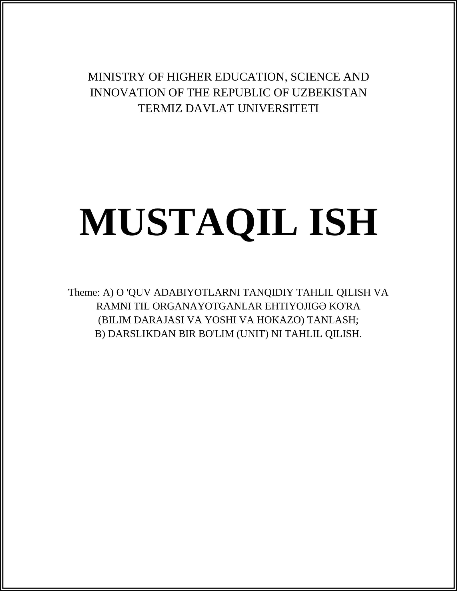 MUSTAQIL ISH