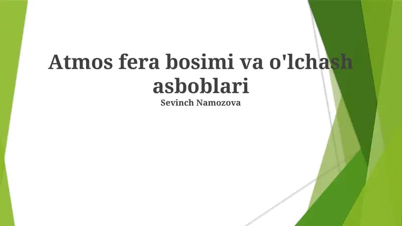 Atmos fera bosimi va o'lchash asboblari