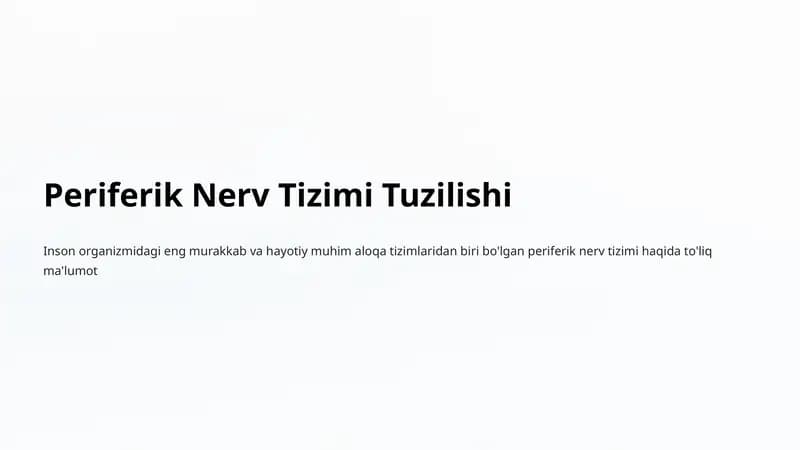 Periferik Nerv Tizimi Tuzilishi