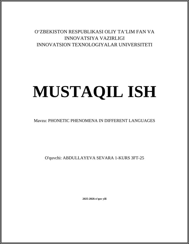 PHONETIC PHENOMENA IN DIFFERENT LANGUAGES