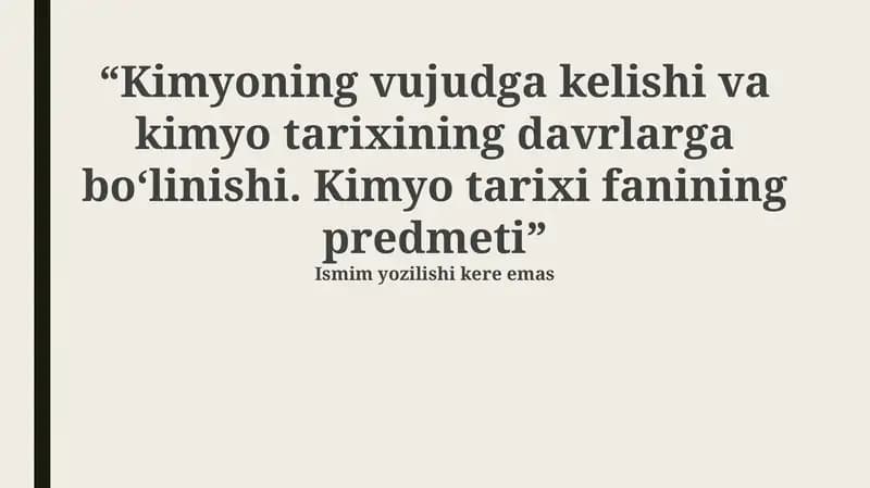 Kimyo tarixi