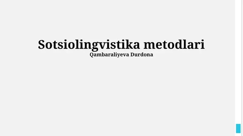 Sotsiolingvistika metodlari