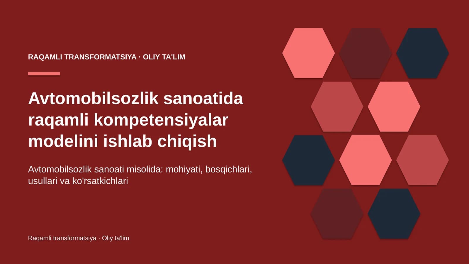 Avtomobilsozlik sanoatida raqamli kompetensiyalar modelini ishlab chiqish
