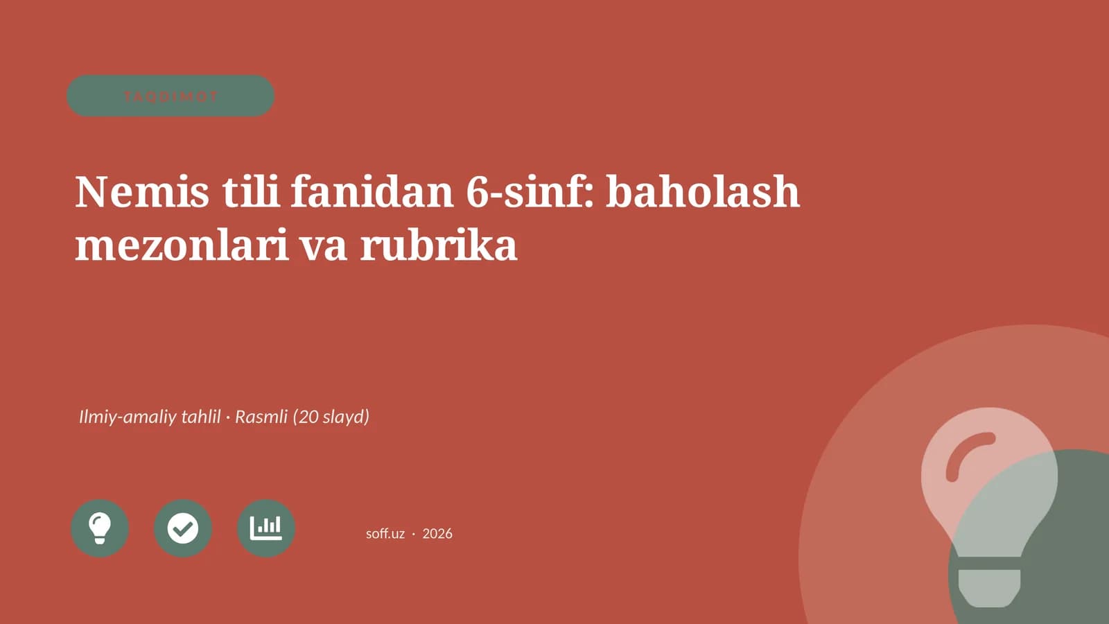 Nemis tili fanidan 6-sinf: baholash mezonlari va rubrika