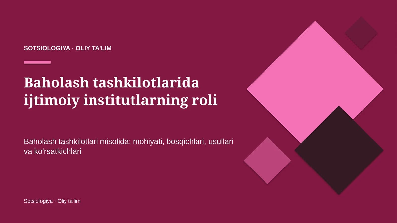 Sotsiologiya · Oliy ta'lim