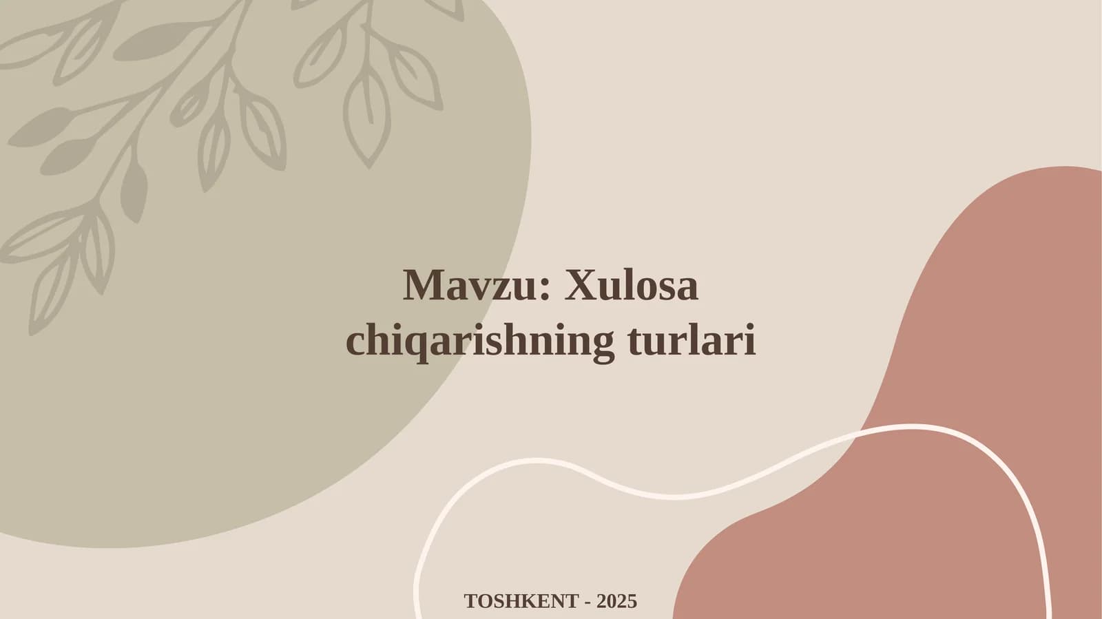 Xulosa chiqarishning turlari