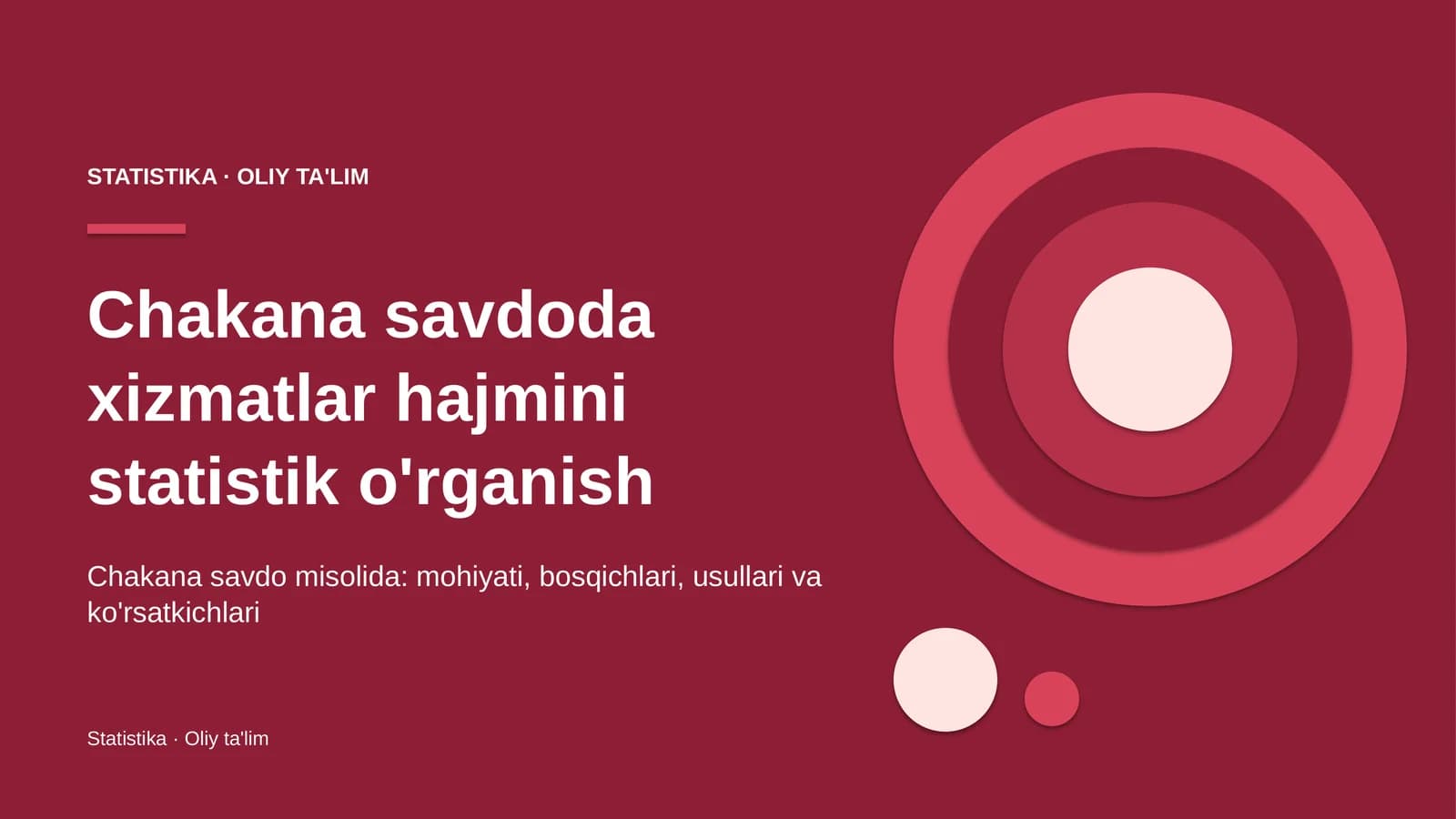 Chakana savdoda xizmatlar hajmini statistik o'rganish
