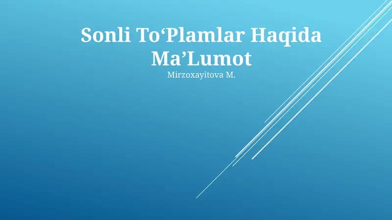 Sonli ToʻPlamlar Haqida MaʼLumot