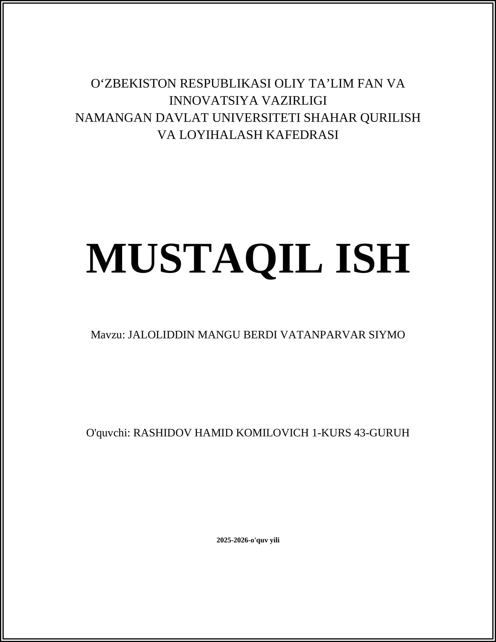 JALOLIDDIN MANGU BERDI VATANPARVAR SIYMO