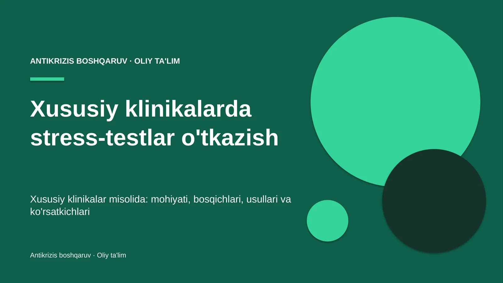 Xususiy klinikalarda stress-testlar o'tkazish
