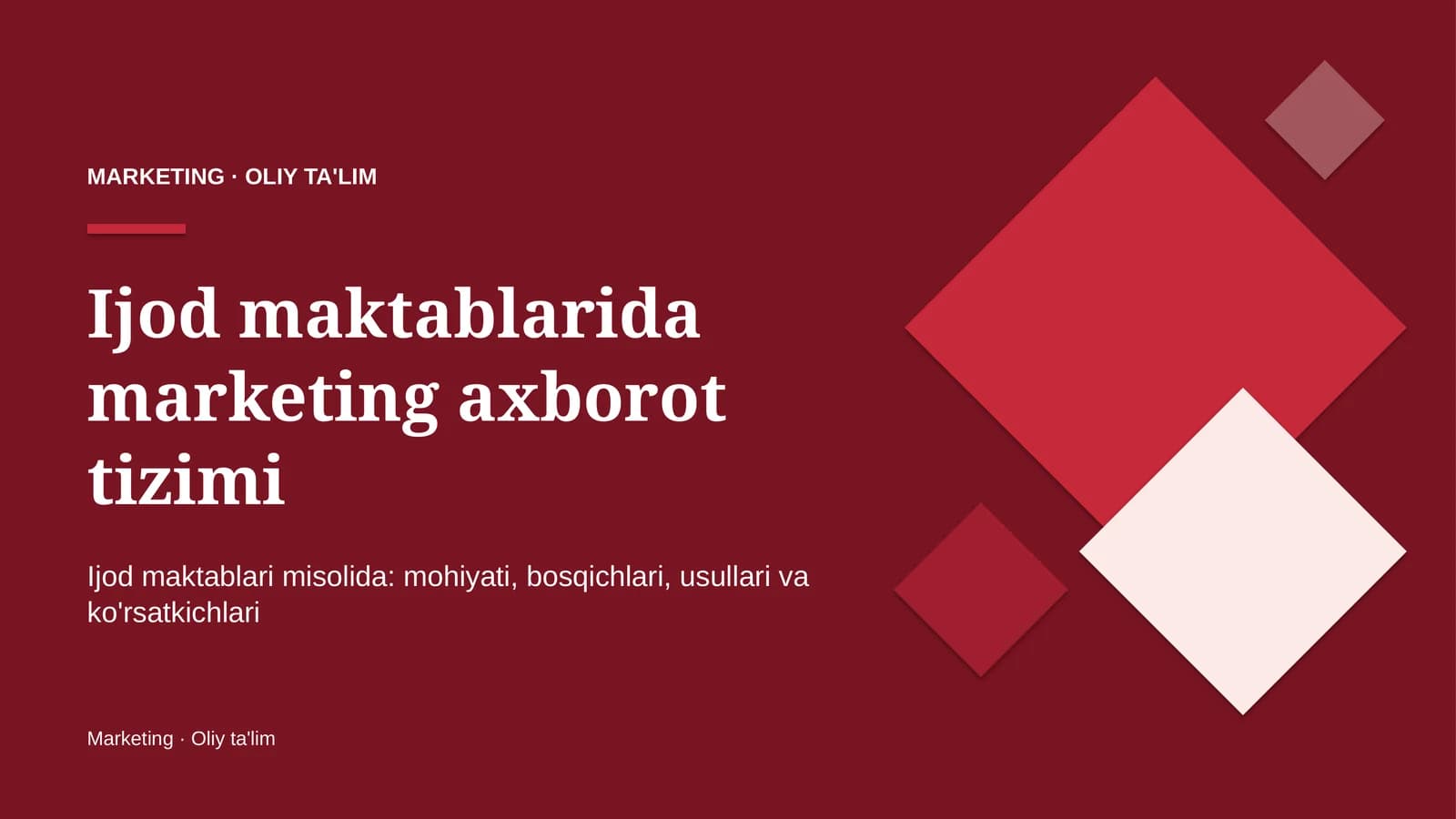 Ijod maktablarida marketing axborot tizimi