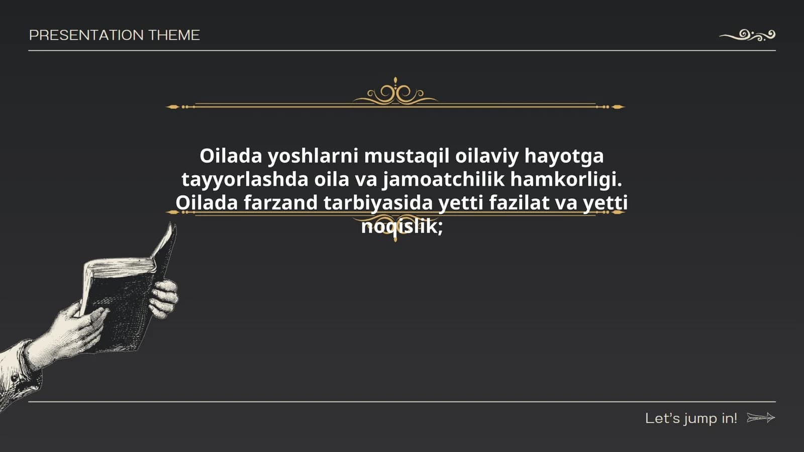 Oilada yoshlarni mustaqil oilaviy hayotga tayyorlashda oila va jamoatchilik hamkorligi. Oilada farzand tarbiyasida yetti fazilat va yetti noqislik