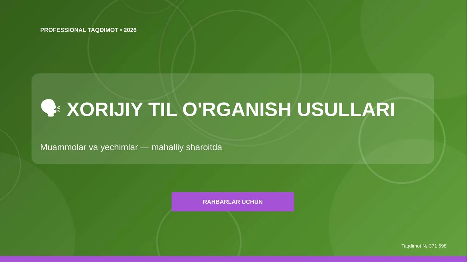 XORIJIY TIL O'RGANISH USULLARI