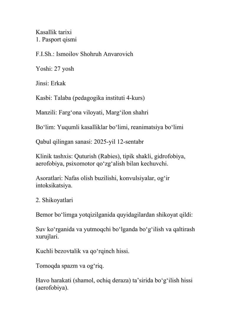 Quturish kasallik tarixi