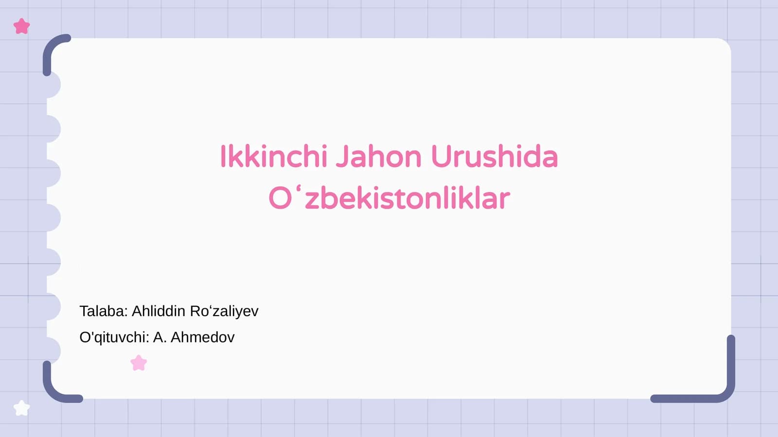 Ikkinchi Jahon Urushida Oʻzbekistonliklar