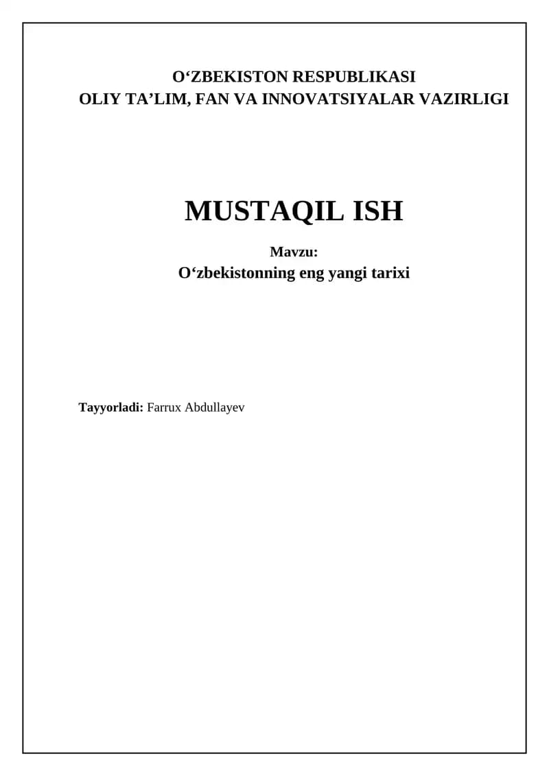 Oʻzbekistonning eng yangi tarixi