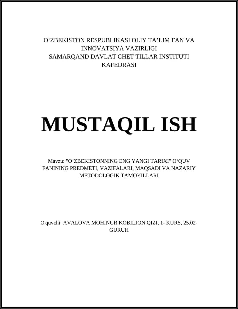 Oʻzbekistonning eng yangi tarixi