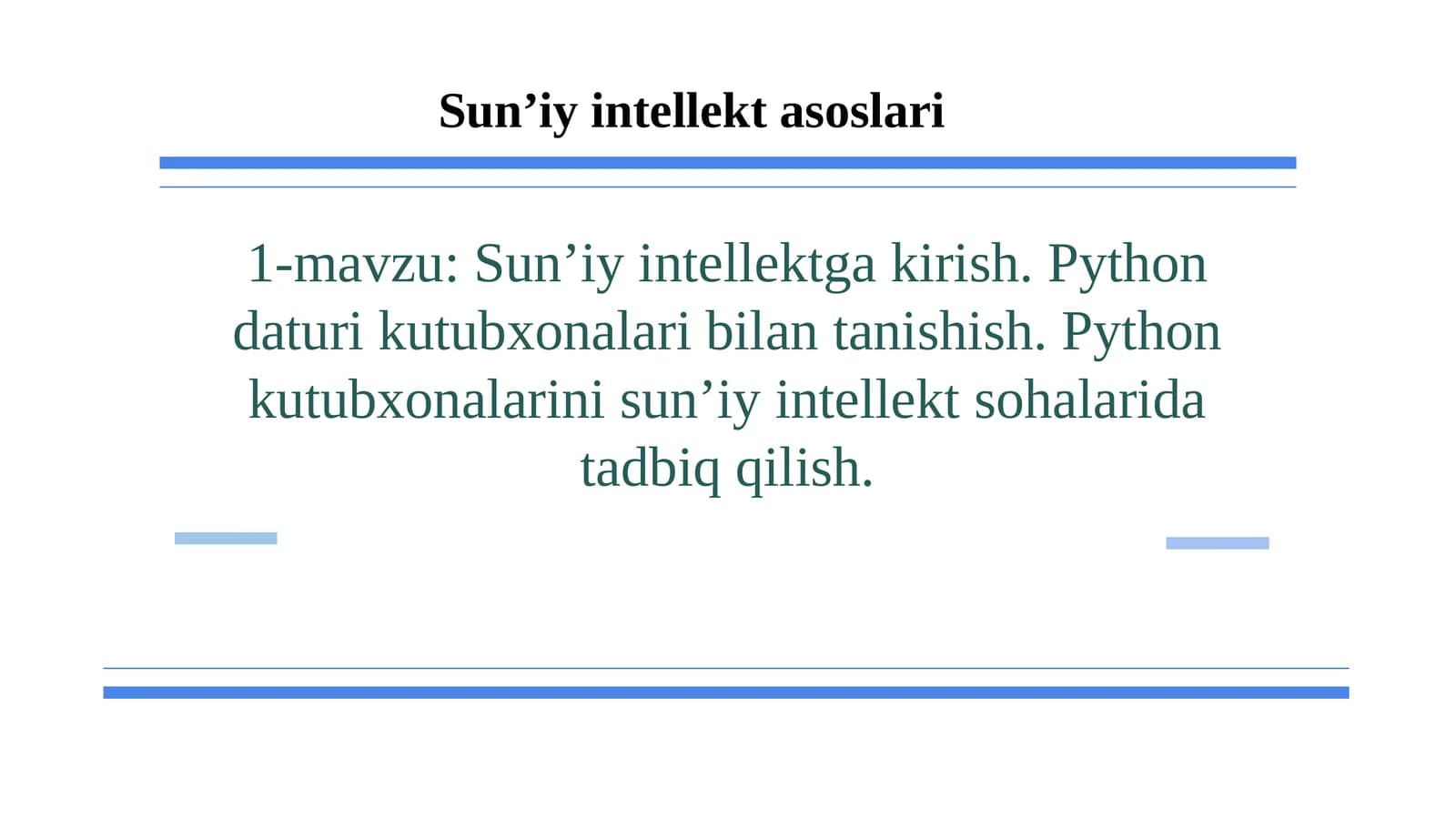 Sun’iyintellektga kirish