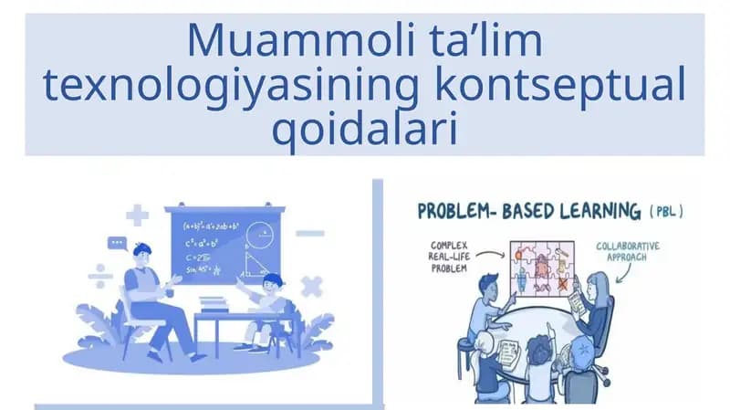Muammoli ta’lim texnologiyasining kontseptual qoidalari