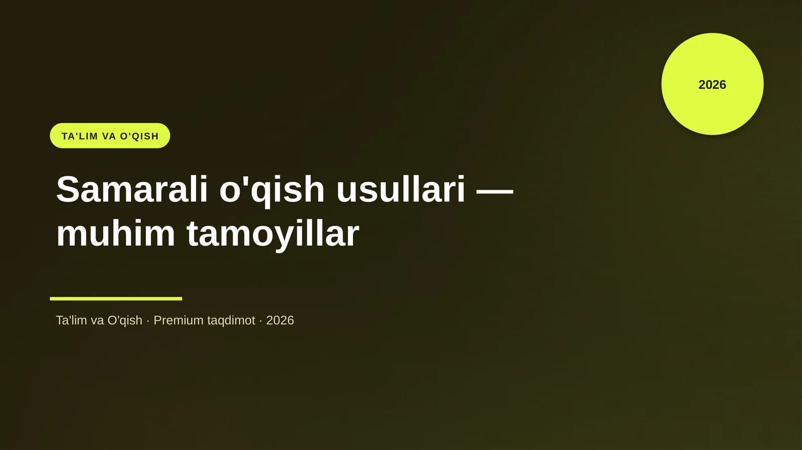 Samarali o'qish usullari — muhim tamoyillar