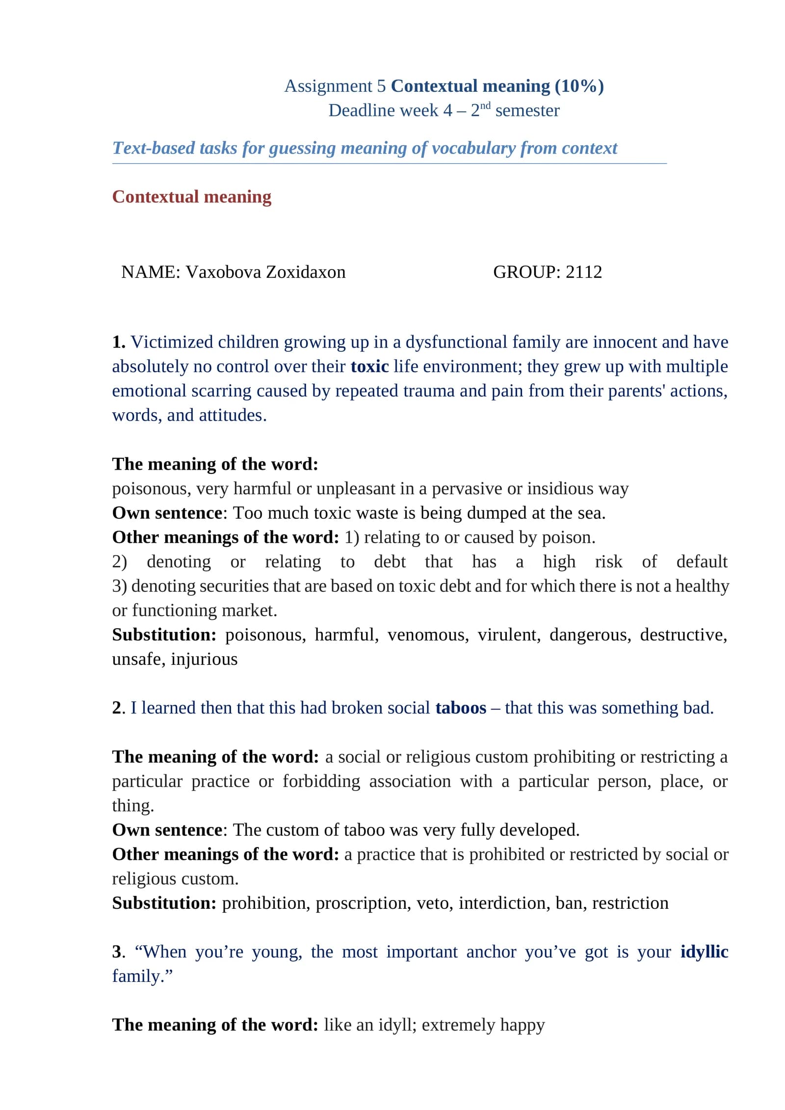 Contextual meaning