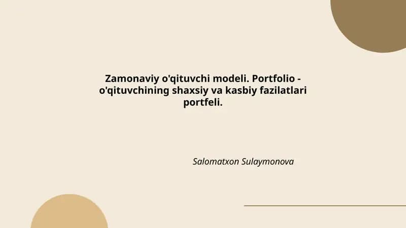 Zamonaviy o'qituvchi modeli. Portfolio