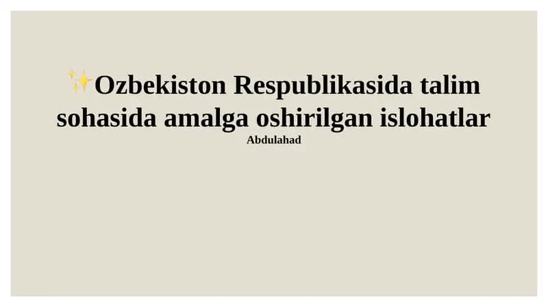 Ta'lim Islohotlari