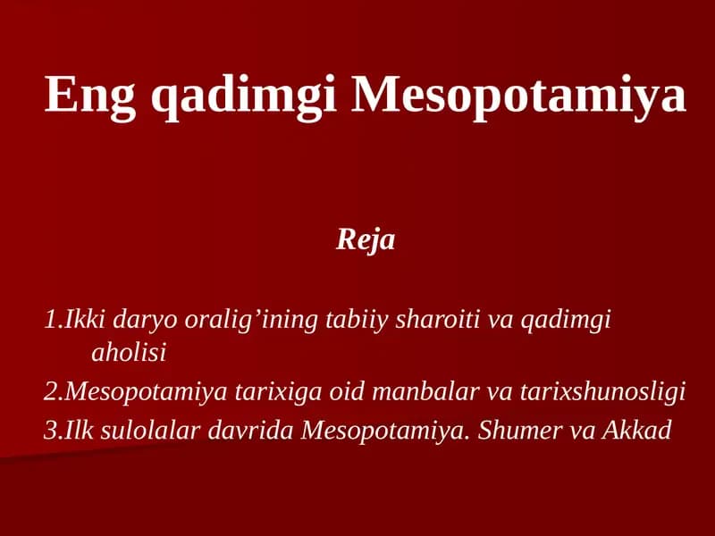 Eng qadimgi Mesopotamiya