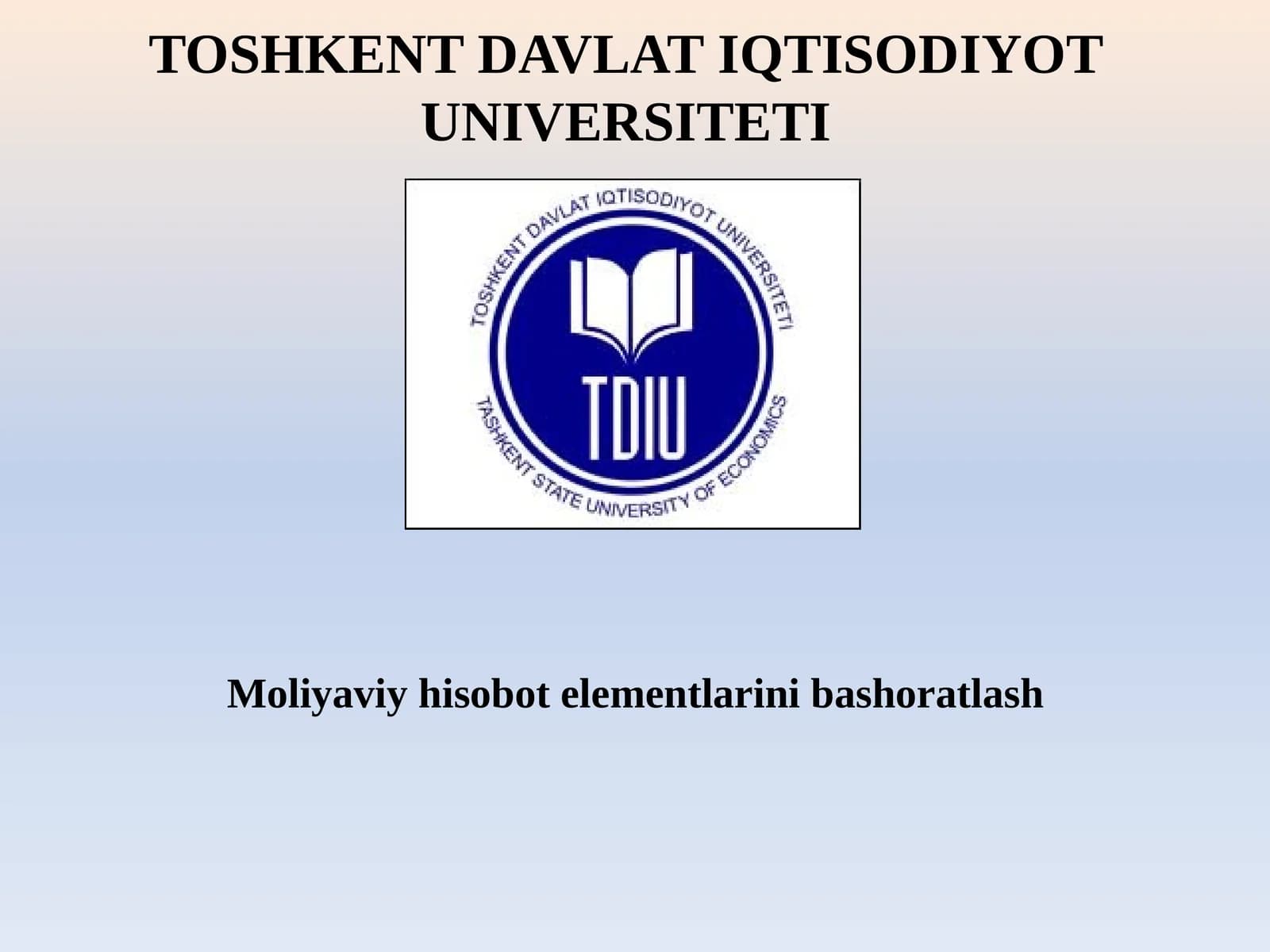 Moliyaviy hisobot elementlarini bashoratlash