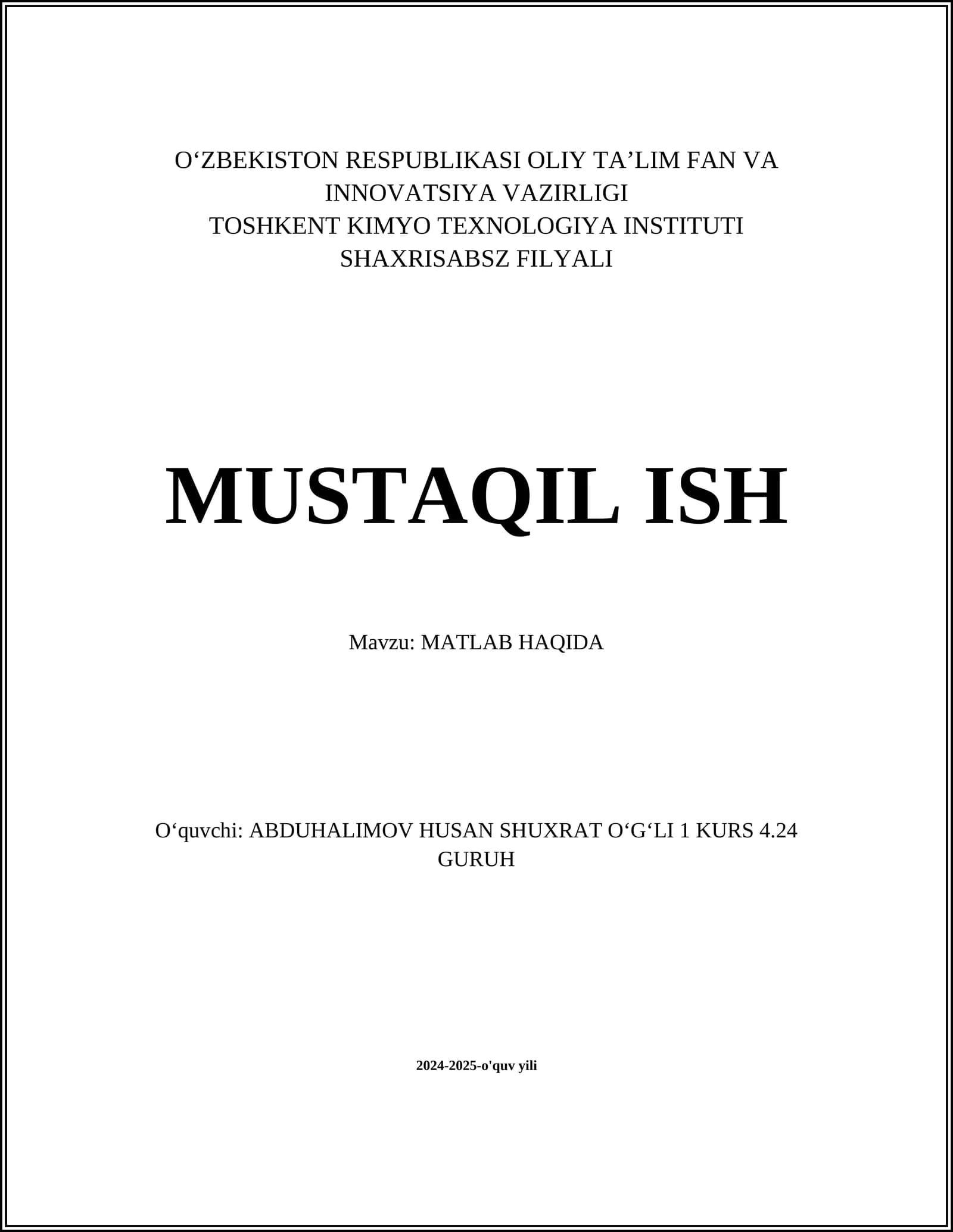 MATLAB HAQIDA